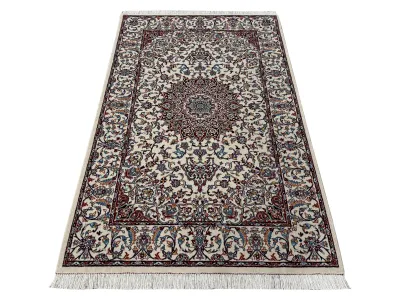 فرش پشمی ماشینی طبیعی و ارگانیک کد 1001 - زمینه کرم - حاشیه کرم